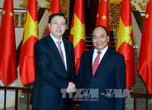 Thủ tướng Nguyễn Xuân Phúc tiếp Ủy viên trưởng Ủy ban Thường vụ Đại hội đại biểu nhân dân toàn quốc Trung Quốc Trương Đức Giang